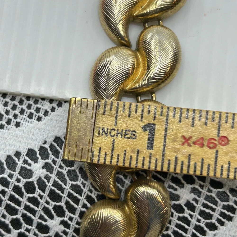 Vintage Brushed Gold Tone Chunky Collar Necklace Costume Jewelry Glam Formal